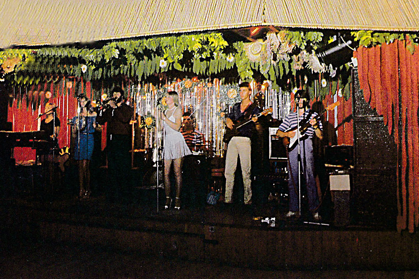 Haven Showband on Stage. Left to right June Berry, Alli Law, Ken Berry,Nicola Winnard, Adrian Berry, Malcolm Berry and Lewis Berry