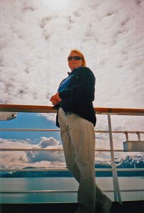 Nicola with Snow-capped Mountains of Glacier Bay in the background